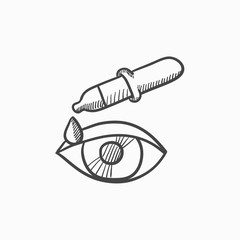 Pipette and eye sketch icon.