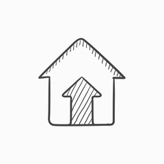 Growth of real estate market sketch icon.