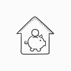 House savings sketch icon.