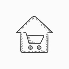 House shopping sketch icon.