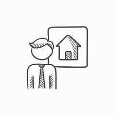 Real estate agent sketch icon.