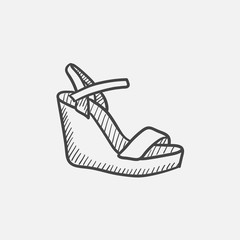 Women platform sandal sketch icon.