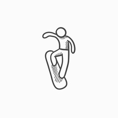 Man snowboarding sketch icon.