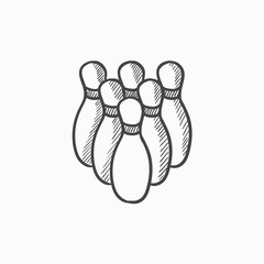 Bowling pins sketch icon.