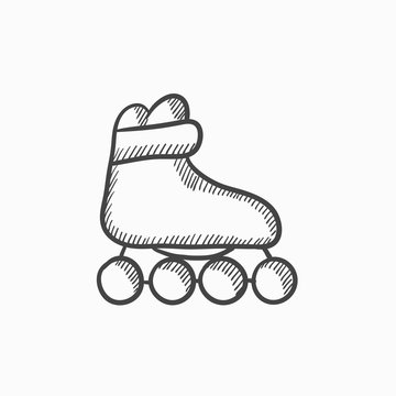Roller skate sketch icon.