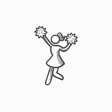 Cheerleader sketch icon.