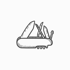 Multipurpose knife sketch icon.