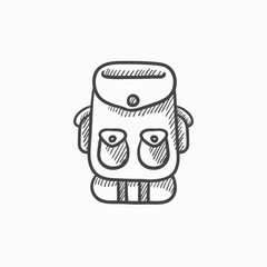 Backpack sketch icon.