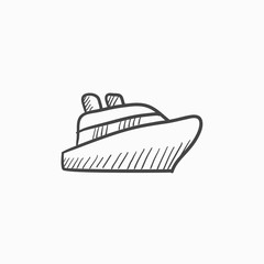 Cruise ship sketch icon.