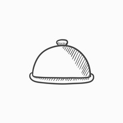 Restaurant cloche sketch icon.