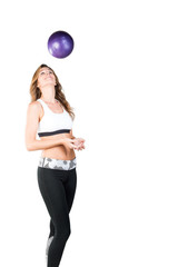 beautiful young women with sportswear in studio