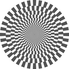 Vector checkered op art vortex spiral swirl background creating an optical illusion of movement