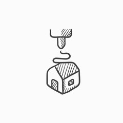 Tree D printing sketch icon.