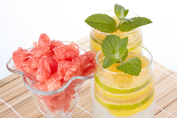 Summer fruity drink with ice