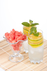 Summer fruity drink with ice