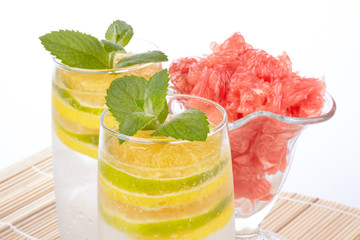 Summer fruity drink with ice