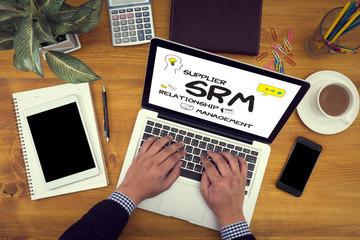 Fototapeta na wymiar man work SRM Supplier Relationship Management Assessment Enterp
