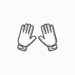 Motorcycle gloves sketch icon.