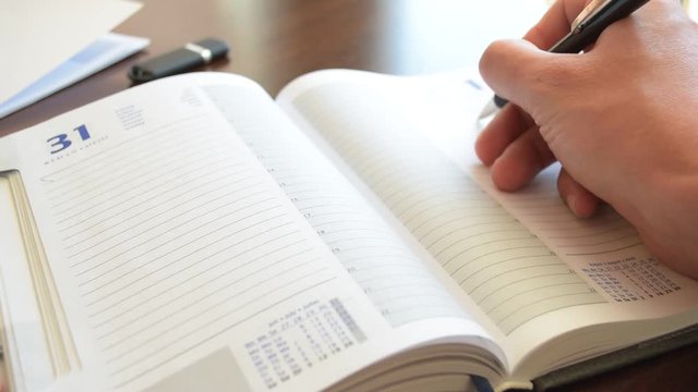 Writing in diary