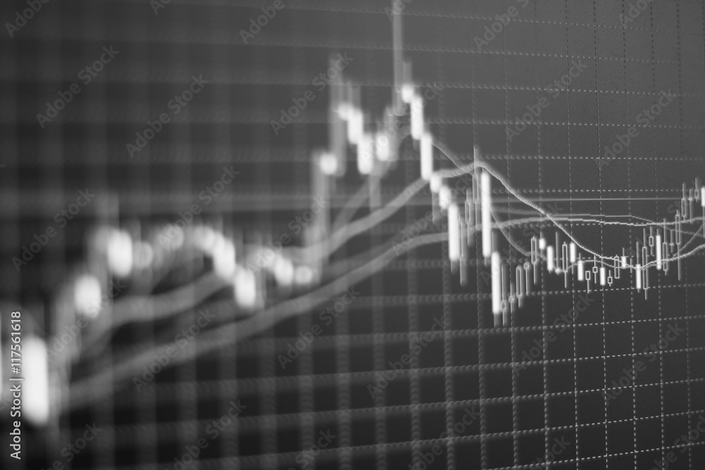 Wall mural financial data graph at stock exchange