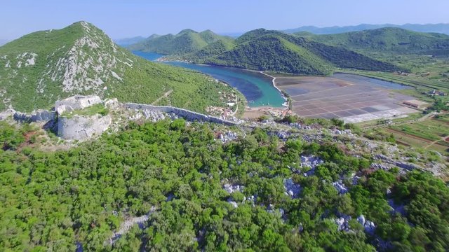 aerial view of salt producing town of Ston