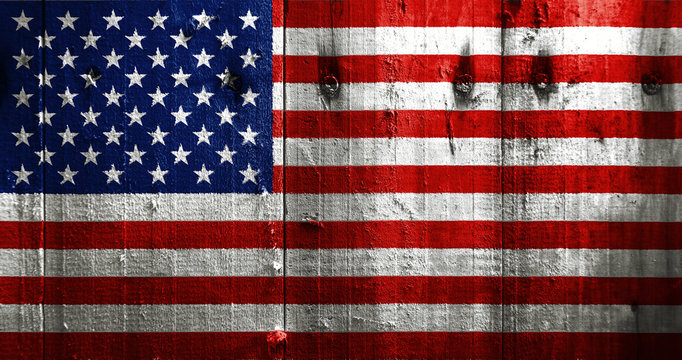 USA, American flag painted on old wood plank