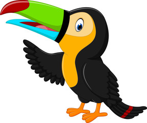 Cartoon happy bird toucan
