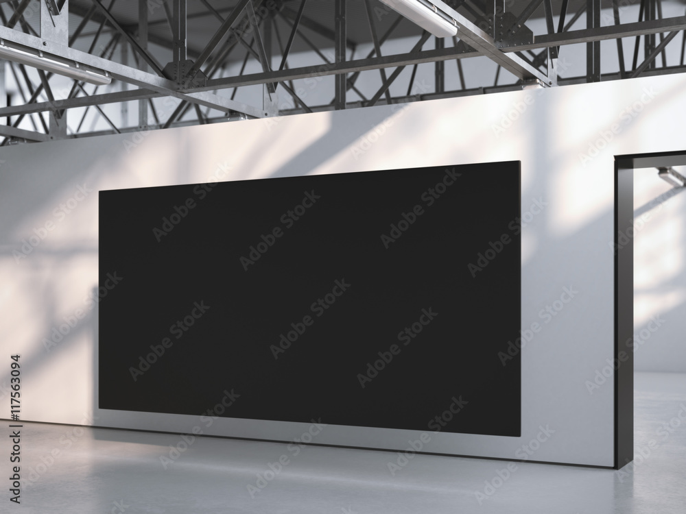Poster black canvas in modern gallery interior. 3d rendering