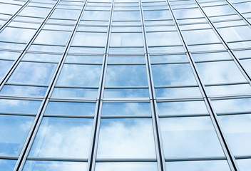 Glass window of modern building for business background