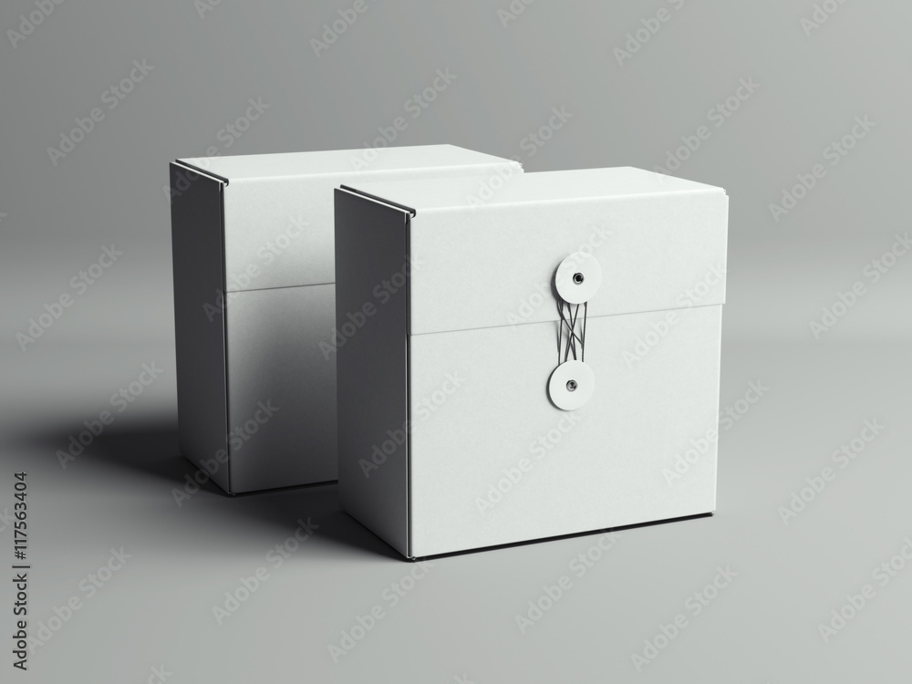Aufkleber two boxes with ties in white studio. 3d rendering