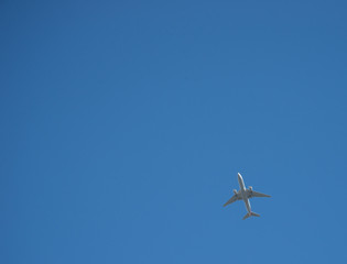 Passenger jet clear blue sky