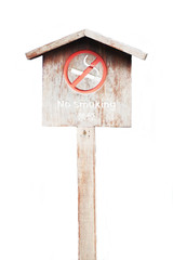 no smoking signs on wooden on white background