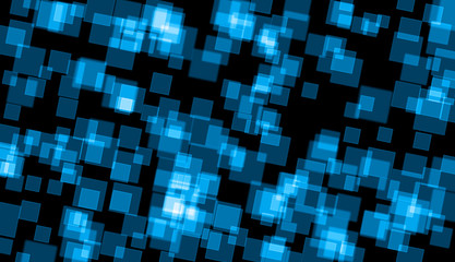Blue and black square digital abstract bokeh background