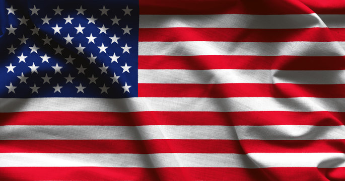 USA flag background - ocean rocks, water splashes