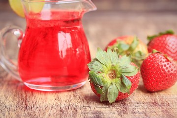 fresh strawberry with juice