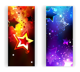 two banners with abstract stars