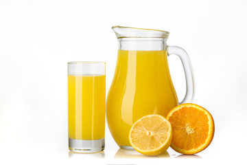 Naklejka na ściany i meble orange juice and sliced orange
