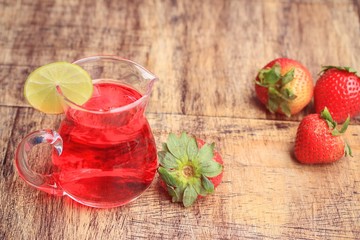 fresh strawberry with juice