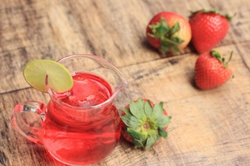 fresh strawberry with juice
