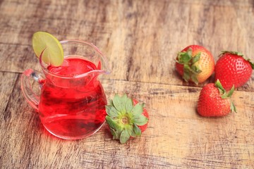 fresh strawberry with juice