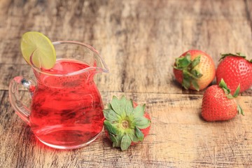 fresh strawberry with juice