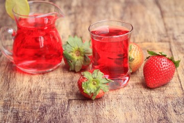 fresh strawberry with juice