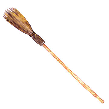 Watercolor Drawing Broom