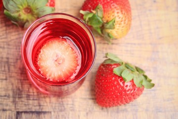 fresh strawberry with juice