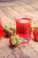 fresh strawberry with juice