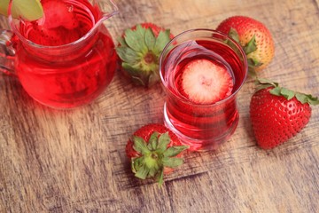 fresh strawberry with juice