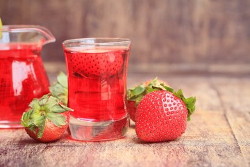 fresh strawberry with juice