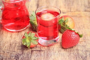 fresh strawberry with juice