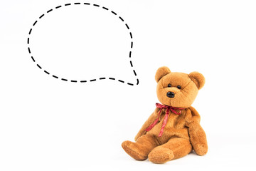 teddy bear  with callout  symbol on white background