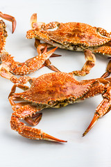Steamed blue crab.